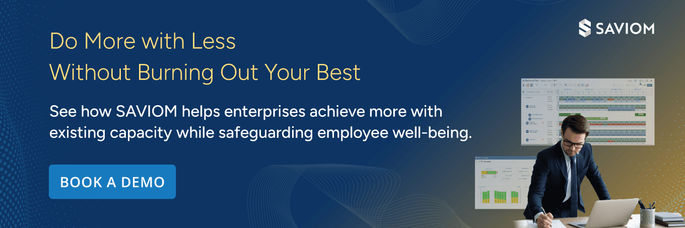 Banner promoting SAVIOM to improve productivity without employee burnout