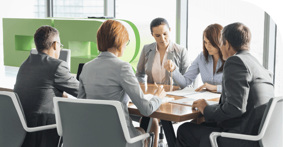 Professionals evaluating related PMO solutions for governance, planning, and risk management