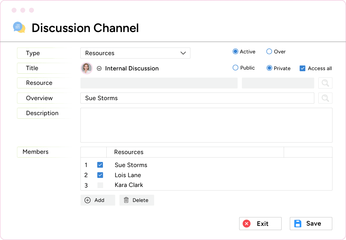 PSA team collaboration software discussion channel