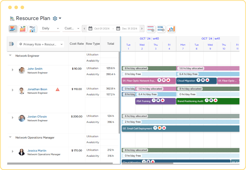 Project portfolio management schedule chart
