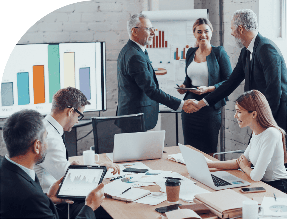 Project team collaborating in a meeting room