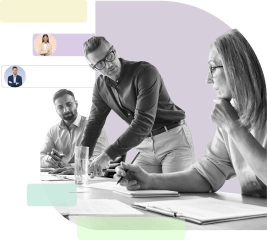 Team discussing about resource managment maturity model