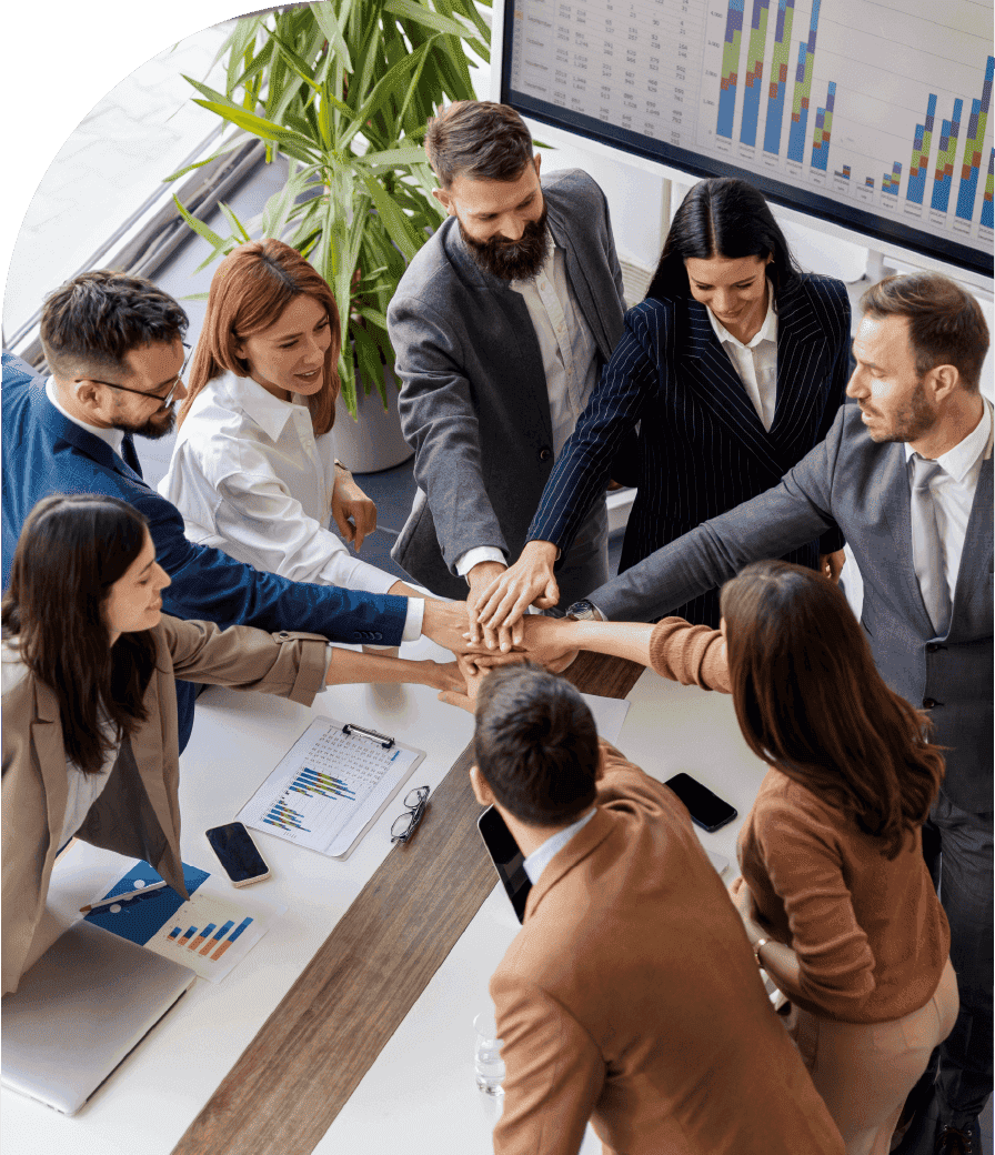 Team collaborating around a conference table