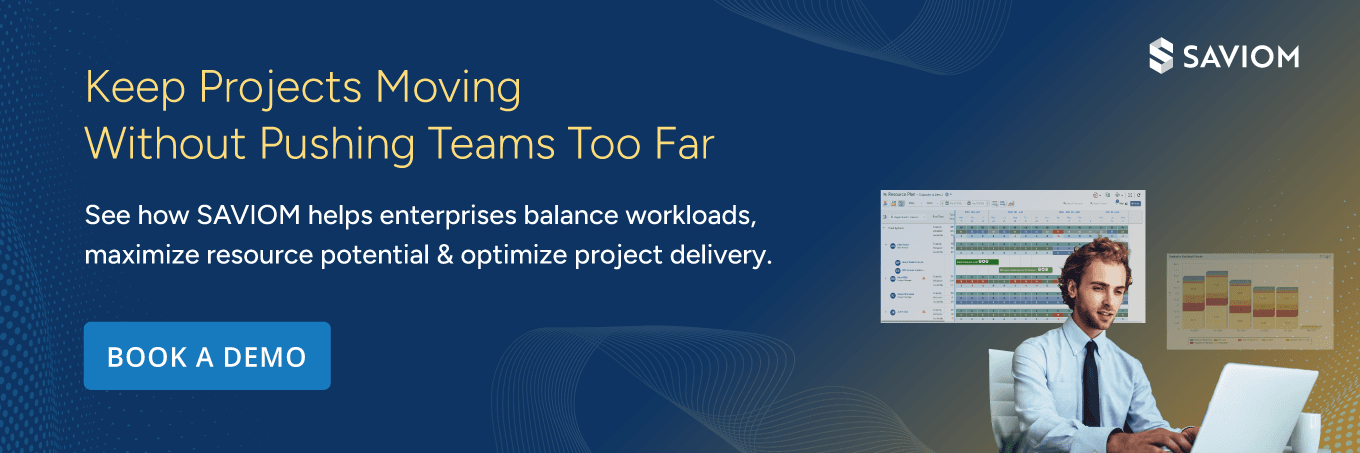Banner promoting SAVIOM to balance workloads, unleash resource potential, and optimize project delivery