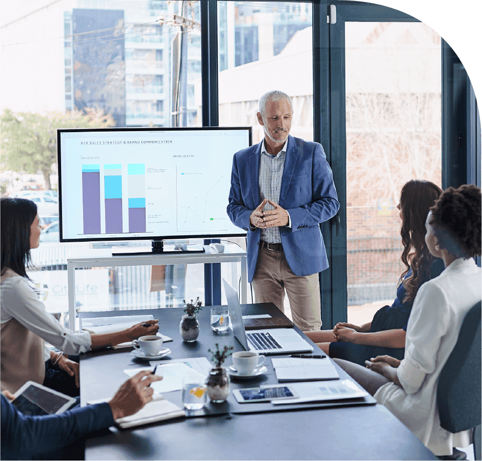 Delivery leader presenting project performance insights