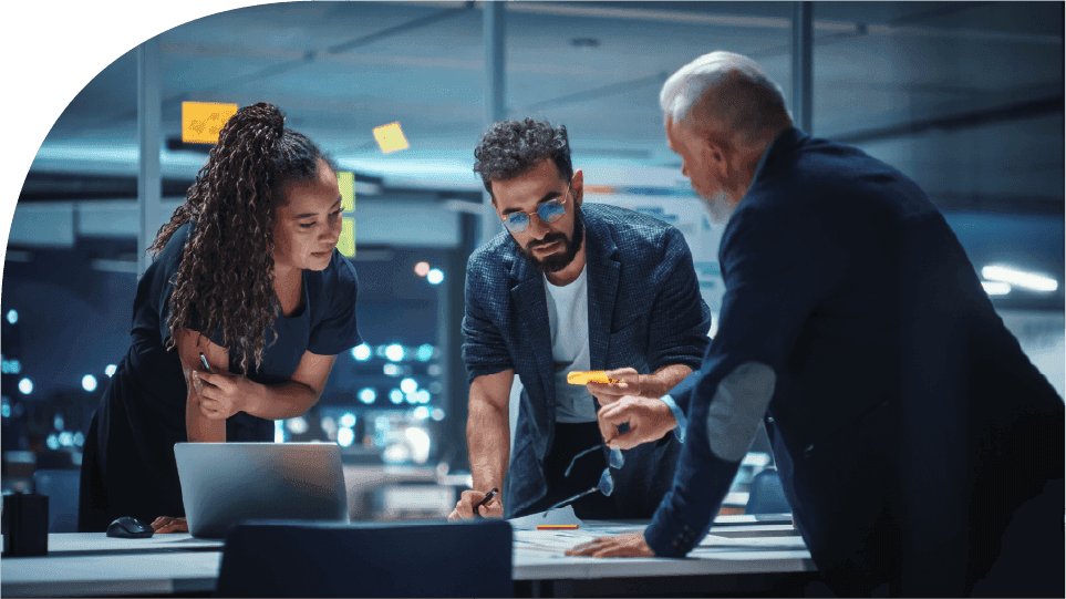 Leaders reviewing project delivery performance and workforce execution across enterprise projects