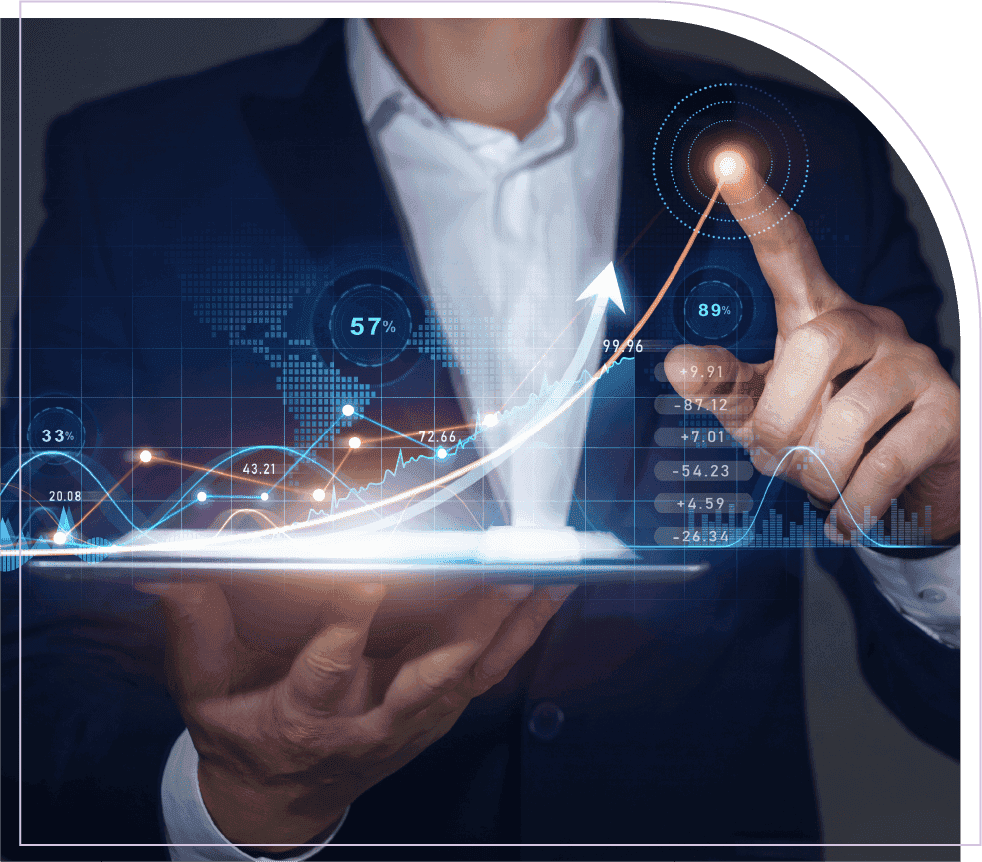 Business leader analyzing service margin growth and financial performance
