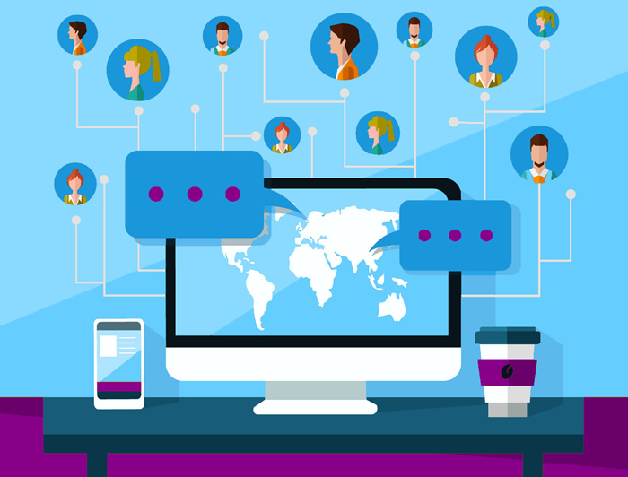 Image of a remote team connecting together