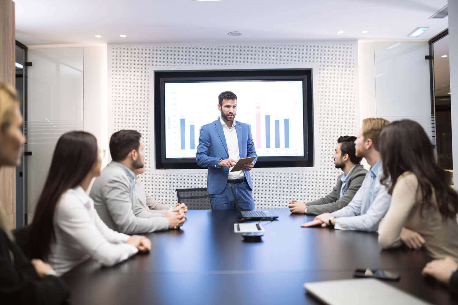 Project Manager presenting to a gathering