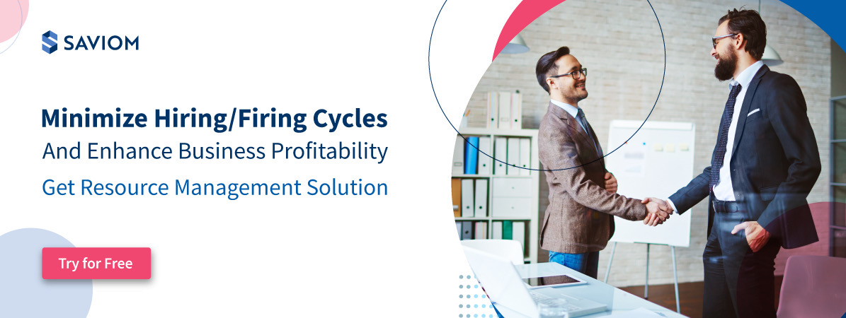 Banner displaying minimize hiring/firing cycle to boost profitability with robust resource management tool