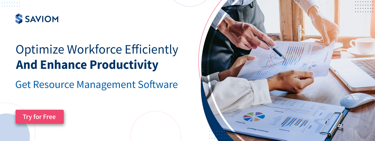 Banner showing optimize the workforce and enhance productivity with SAVIOM's robust resource management software