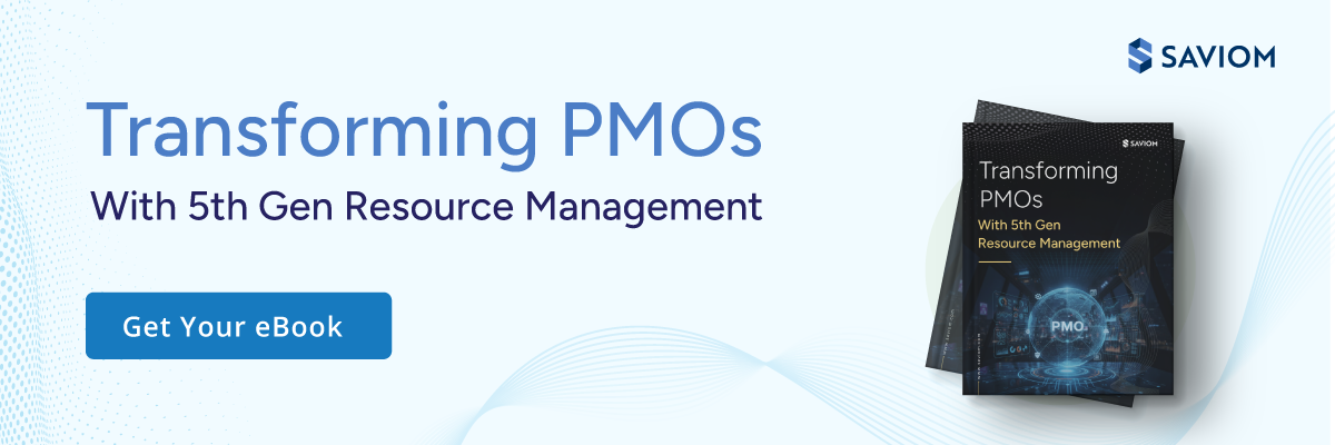 Banner promoting the eBook of 5th gen resource management for PMOs.