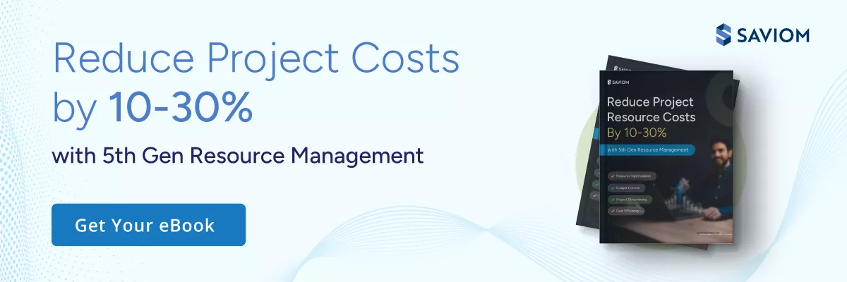 Banner displaying how 5th gen resource management guide reduces project cost 