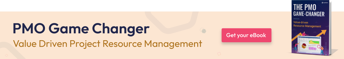 Banner displaying the PMO game-changer value driven project resource management guide