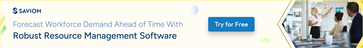 Banner displaying forecast workforce demand with SAVIOM's resource management software