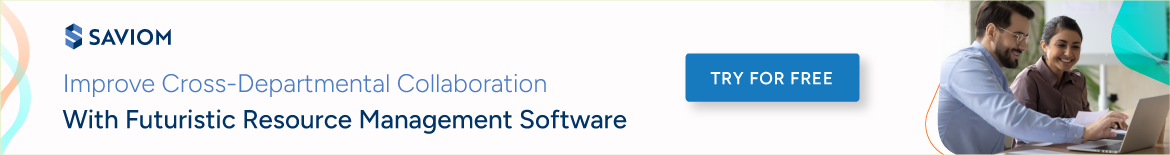 Banner displaying improve cross-departmental collaboration with futuristic resource management software