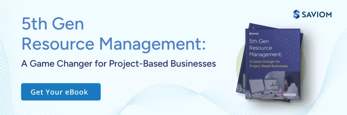 Banner promoting the eBook of 5th gen resource management for project-based businesses.