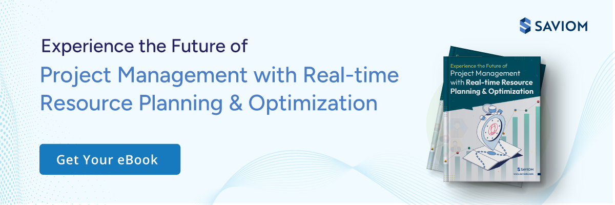 Banner promoting a guide on project management with real-time resource planning and optimization.