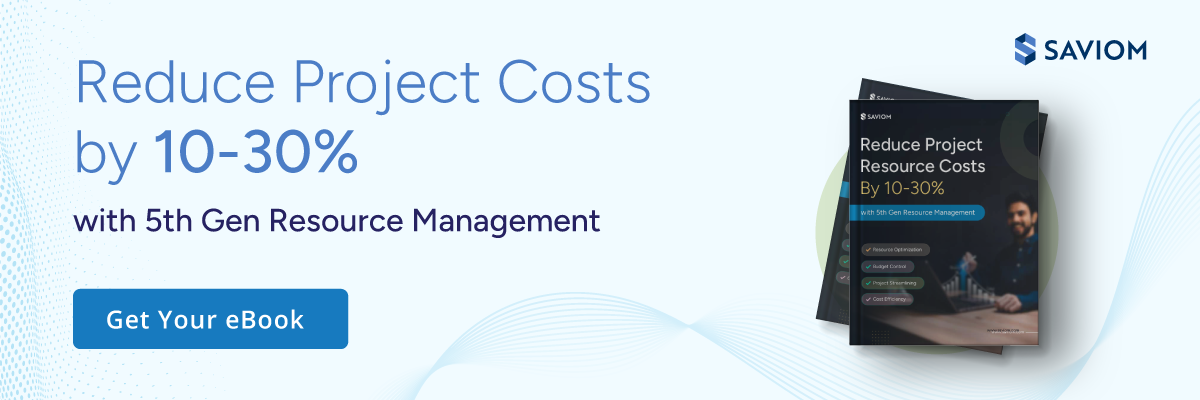 Banner displaying how 5th gen resource management guide reduces project cost.