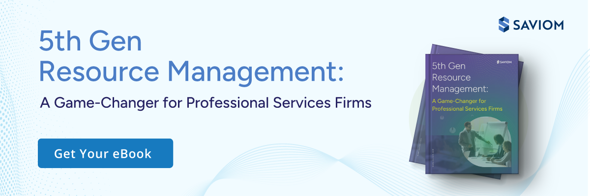 Banner promoting the eBook of 5th gen resource management for professional services firms.