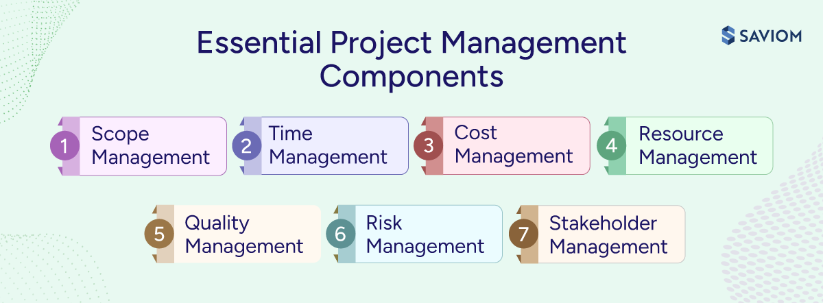 Diagram showing the core components of project management.