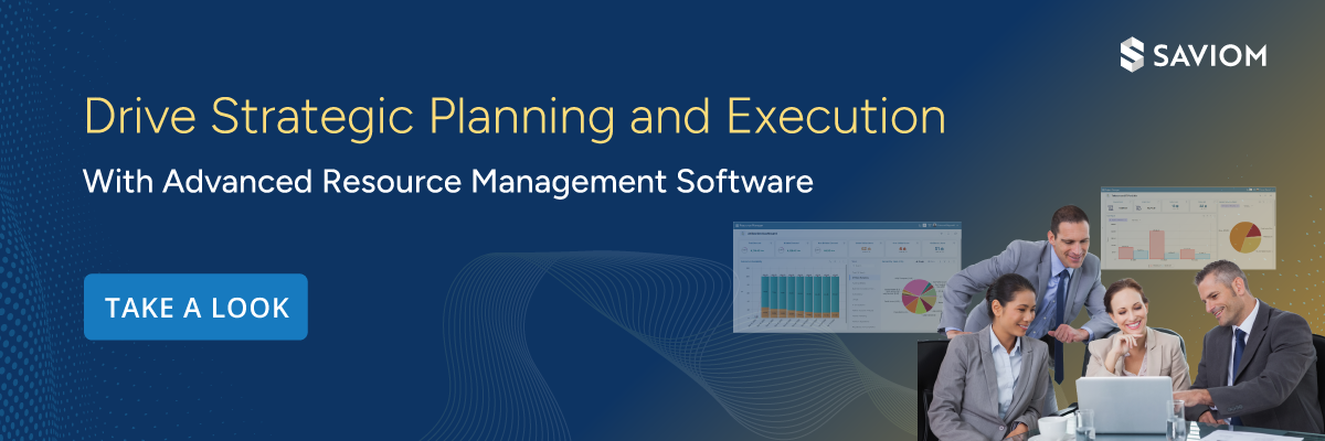 Banner displaying the most advanced resource management software that drives strategic planning and execution. 